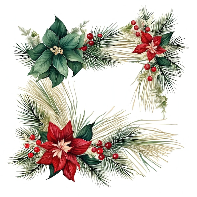 Watercolor Christmas wreath Illustration AI GenerativexA