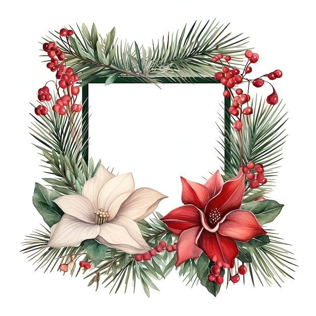 Watercolor Christmas wreath Illustration AI GenerativexA