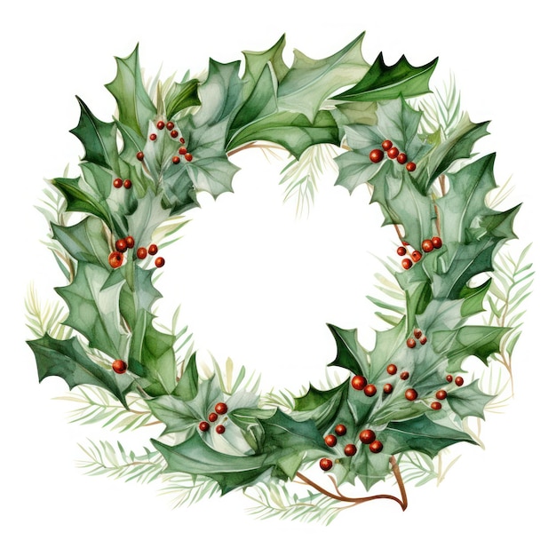 Watercolor Christmas wreath