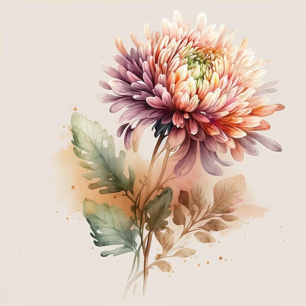 Watercolor chrysanthemums illustration Wedding invitation Flowers art print