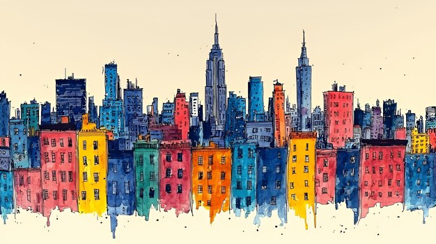 Photo watercolor cityscape illustration