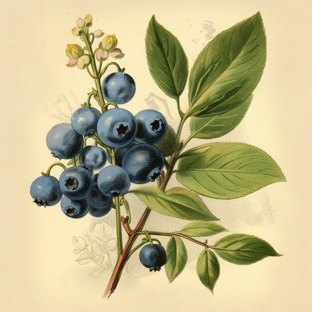 watercolor clipart blueberry