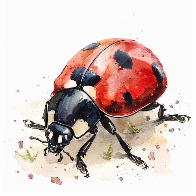 watercolor clipart design of a ladybug