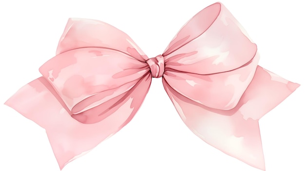 Watercolor clipart of pink ribbon bow isolated on white background Cute coquette aesthetic