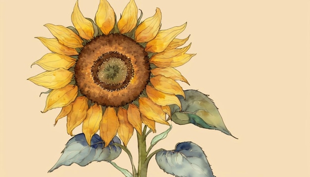 Photo watercolor clipart sunflower