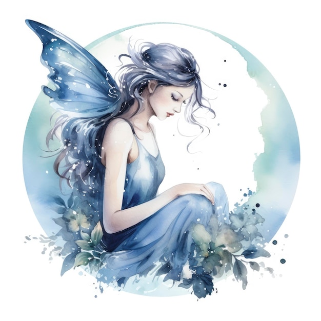 Watercolor Clipart White background enchanting moonlight