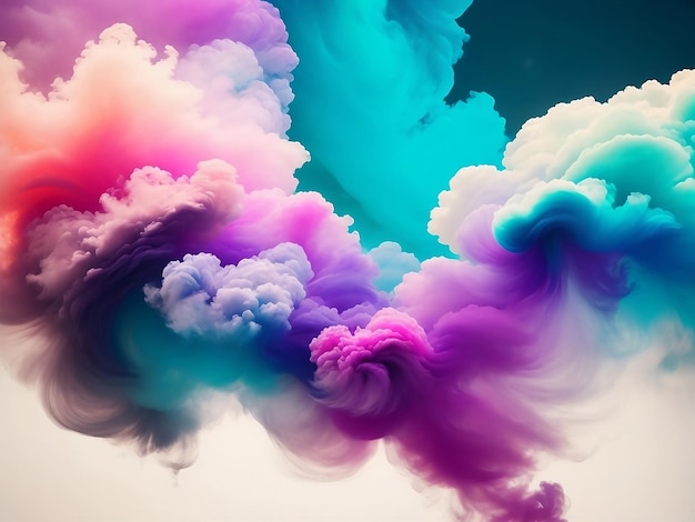 Watercolor clouds Colorful rainbow cloud explosion