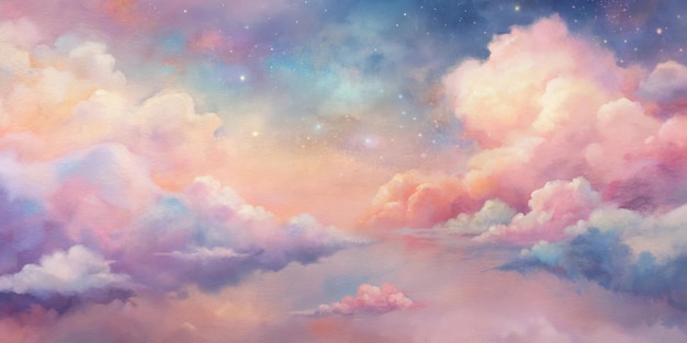 Photo watercolor clouds in pastel colors