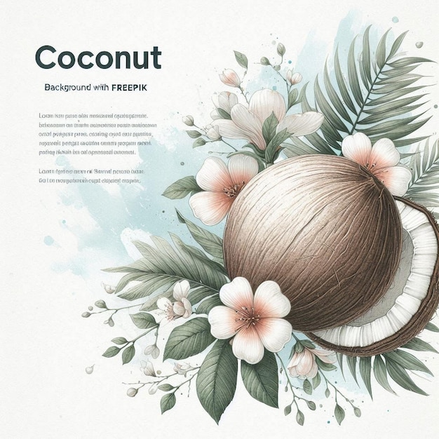 Watercolor coconut illustration