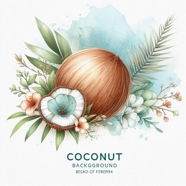 Watercolor coconut illustration