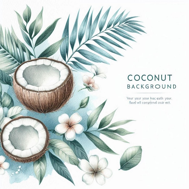 Watercolor coconut illustration