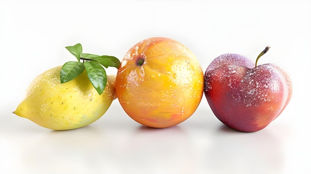 watercolor of Collection of mixed fruits overhead view flat lay