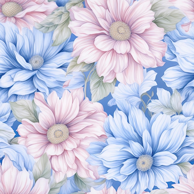 Watercolor country flower seamless pattern