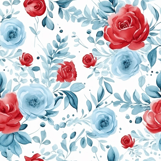 Watercolor country flower seamless pattern