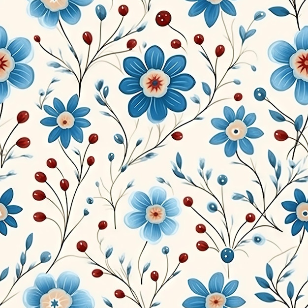 Watercolor country flower seamless pattern