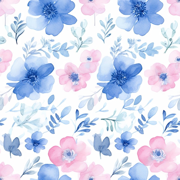 Watercolor country flower seamless pattern