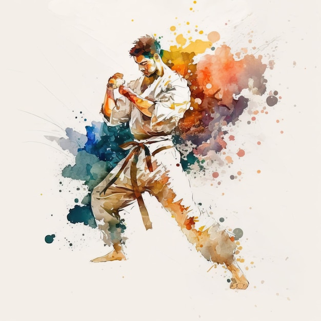 Watercolor Creative Digital Illustration Colors Karate