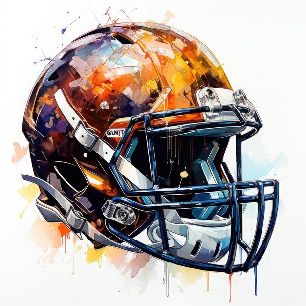 Watercolor Cricket Helmet Illustration Generative Ai