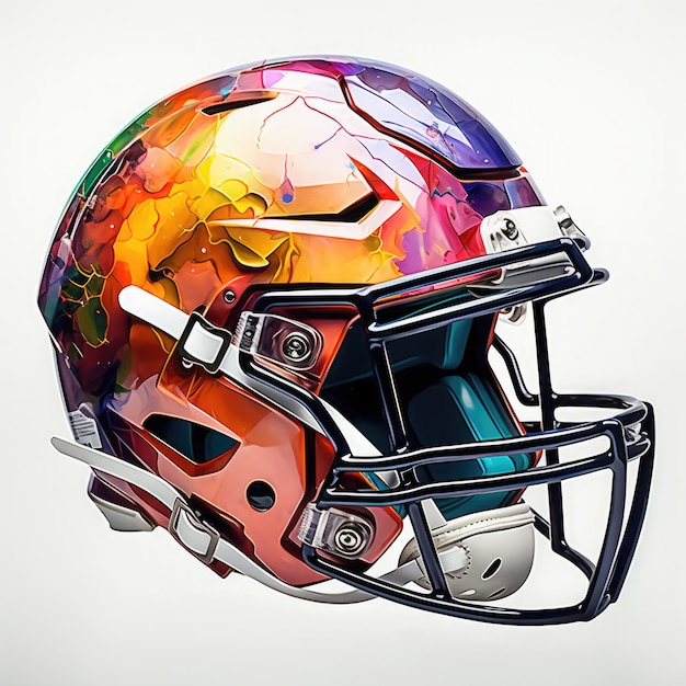 Watercolor Cricket Helmet Illustration Generative Ai