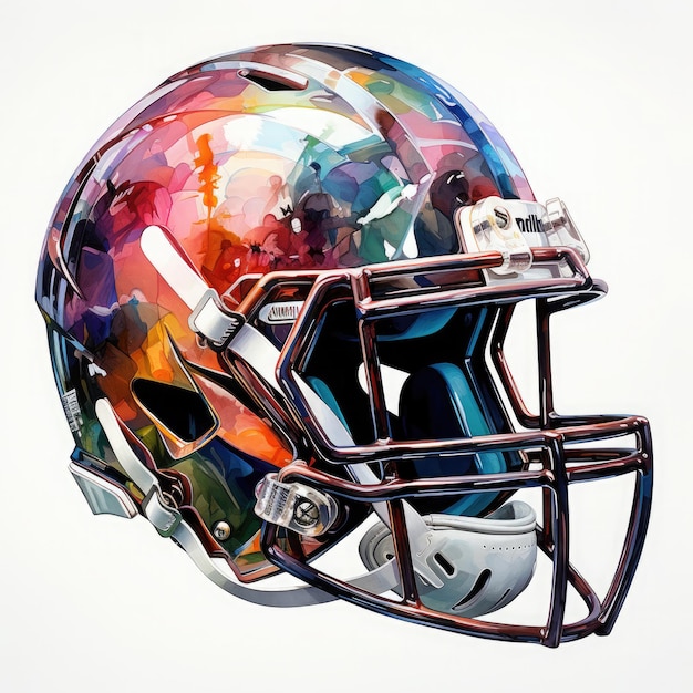 Watercolor Cricket Helmet Illustration Generative Ai