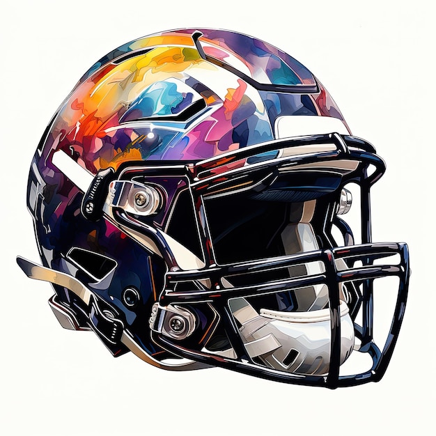 Watercolor Cricket Helmet Illustration Generative Ai