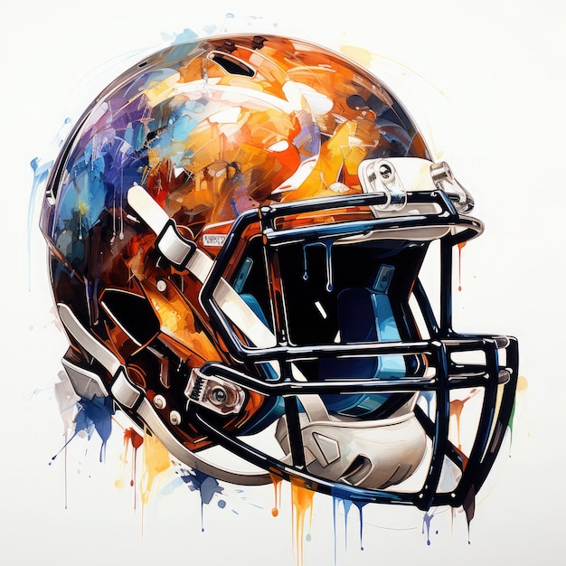 Watercolor Cricket Helmet Illustration Generative Ai