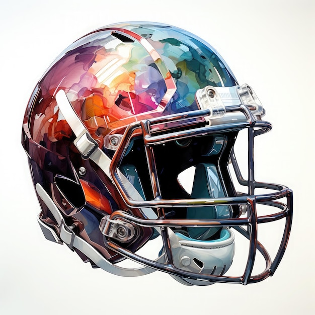 Watercolor Cricket Helmet Illustration Generative Ai