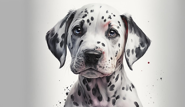 Watercolor Cute Dalmatian Generative AI