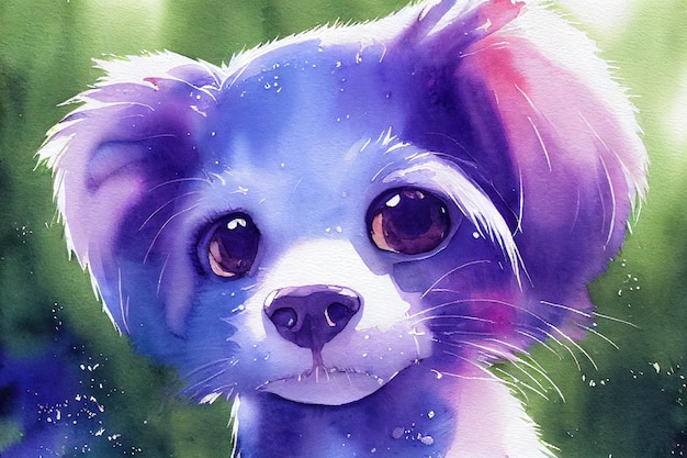 Watercolor of a cute puppy animal hand draw watercolor