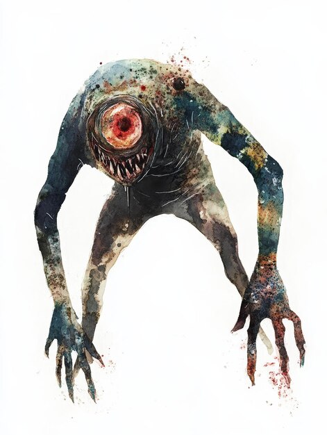 Photo watercolor cyclops monster illustration