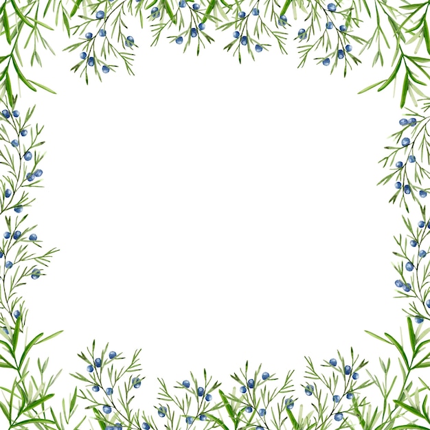 Watercolor design blue berries