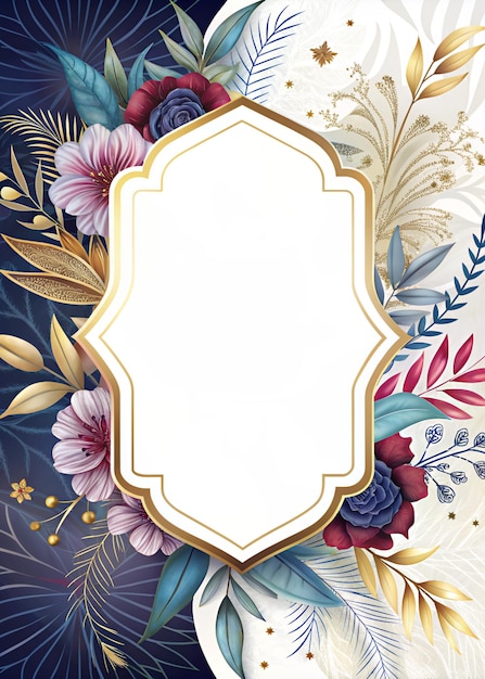 Watercolor detailed floral frame with copy space