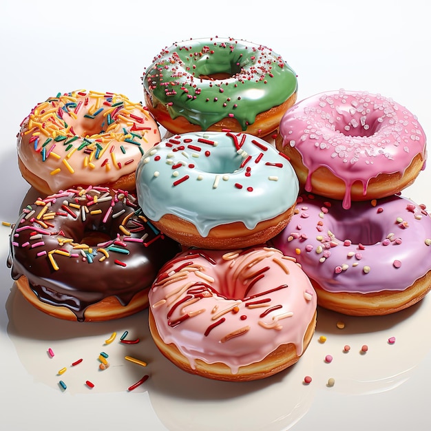 Watercolor of a donuts with sprinkles glazes and toppings Clipart Generative Ai