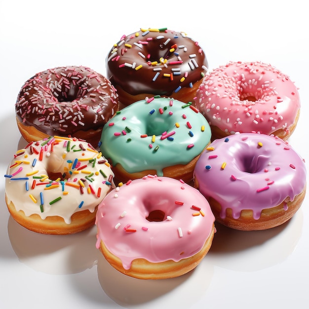 Watercolor of a donuts with sprinkles glazes and toppings Clipart Generative Ai