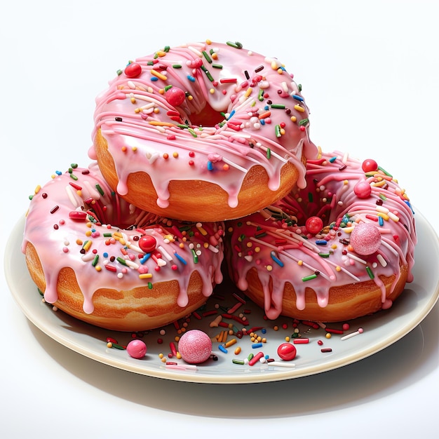 Watercolor of a donuts with sprinkles glazes and toppings Clipart Generative Ai