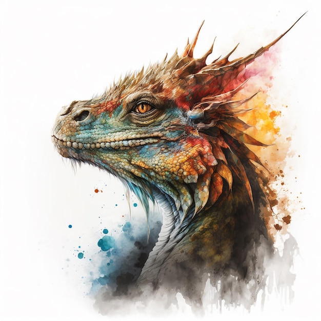 Watercolor Dragon Hyperrealistic