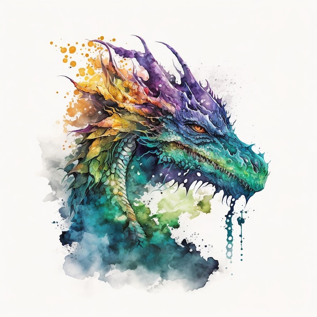 Watercolor Dragon Hyperrealistic