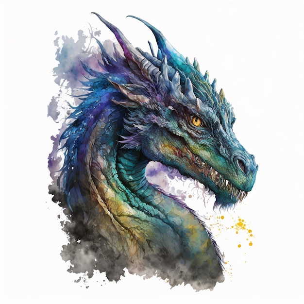 Watercolor Dragon Hyperrealistic