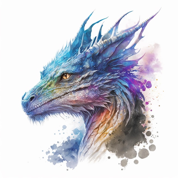 Watercolor Dragon Hyperrealistic