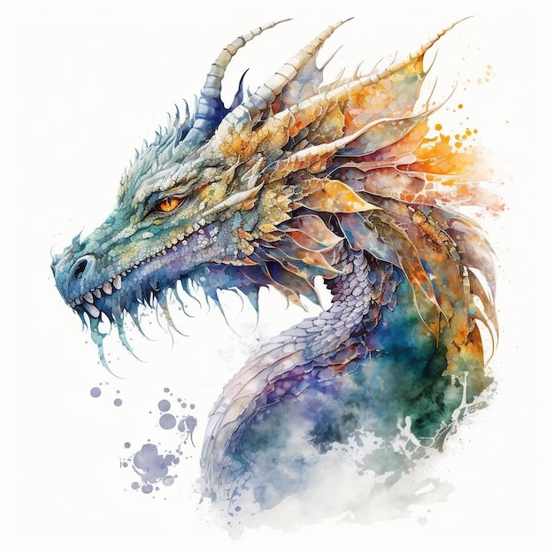 Watercolor Dragon Hyperrealistic