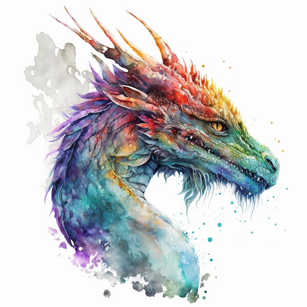 Watercolor Dragon Hyperrealistic