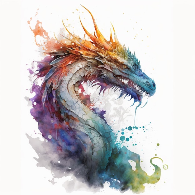 Watercolor Dragon Hyperrealistic