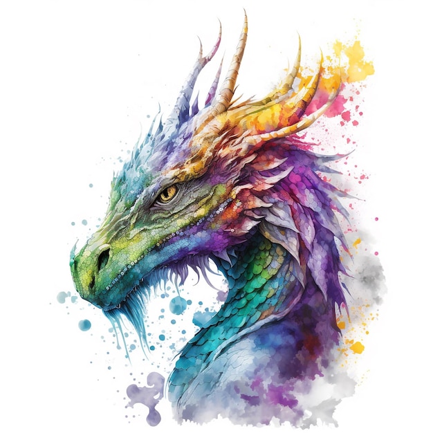 Watercolor Dragon Hyperrealistic