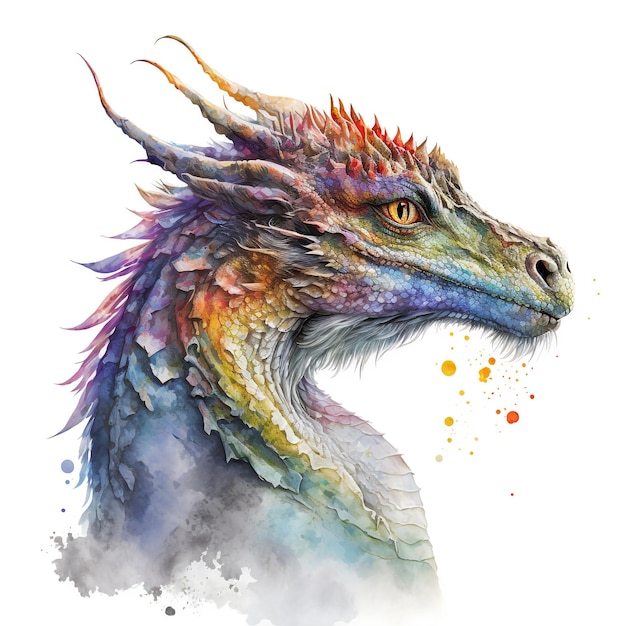 Watercolor Dragon Hyperrealistic