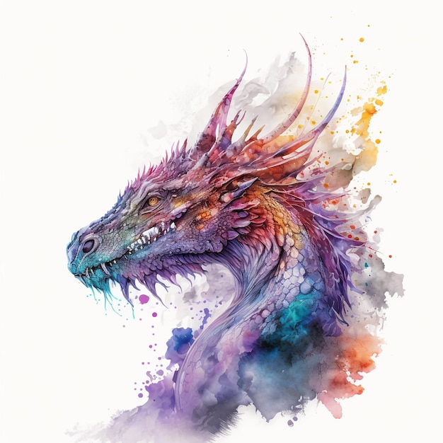 Watercolor Dragon Hyperrealistic