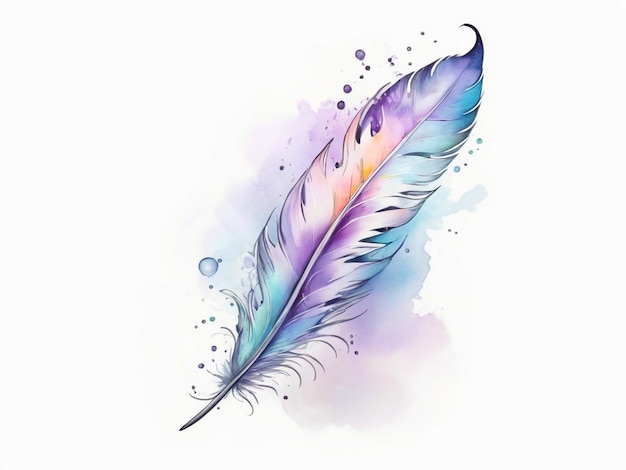 A watercolor drawing of a feather