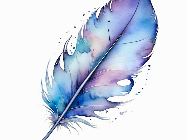 A watercolor drawing of a feather