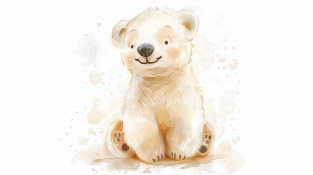 watercolor drawing illustration of a polar bear