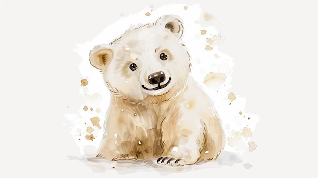 watercolor drawing illustration of a polar bear