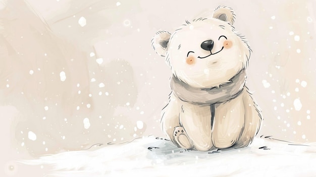 watercolor drawing illustration of a polar bear